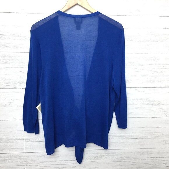 NEW Chico's Blue Cardigan Sweater Lightweight Open Front or Ties size Large - Picture 3 of 10